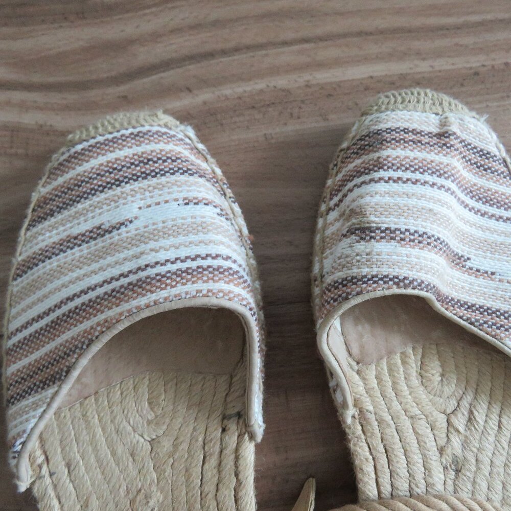 UGG Libbi Serape Leather Woven Espadrilles Flat Shoes in Beige Cream - Size US 8 - Picture 11 of 14